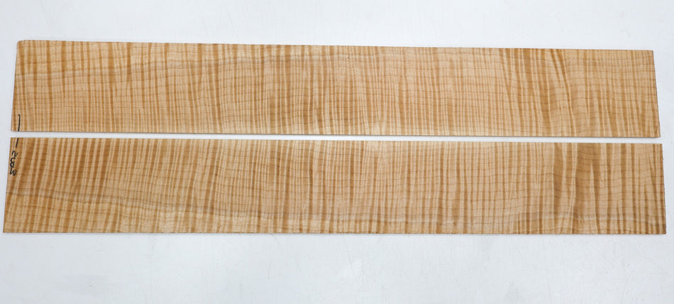 Maple Flame Fingerboards, 2 pieces, 22.5" long, unslotted (PREMIUM FIGURE) - Stock# 6-2003