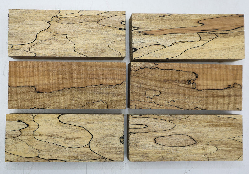 Spalted Maple Knife Scales, 6 pieces, 1" x 2" x 5" each (HIGH FIGURE) - Stock# 6-2231