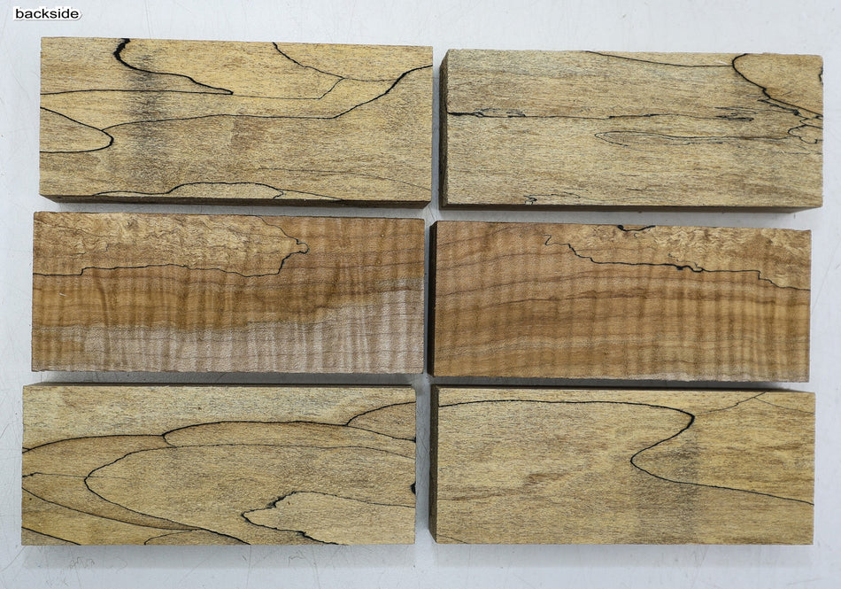 Spalted Maple Knife Scales, 6 pieces, 1" x 2" x 5" each (HIGH FIGURE) - Stock# 6-2231