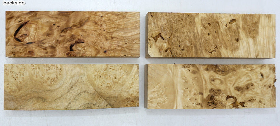 Maple Burl Knife Scales, 4 pieces, 1" x 2" x 6" each (HIGH FIGURE) - Stock# 6-2455