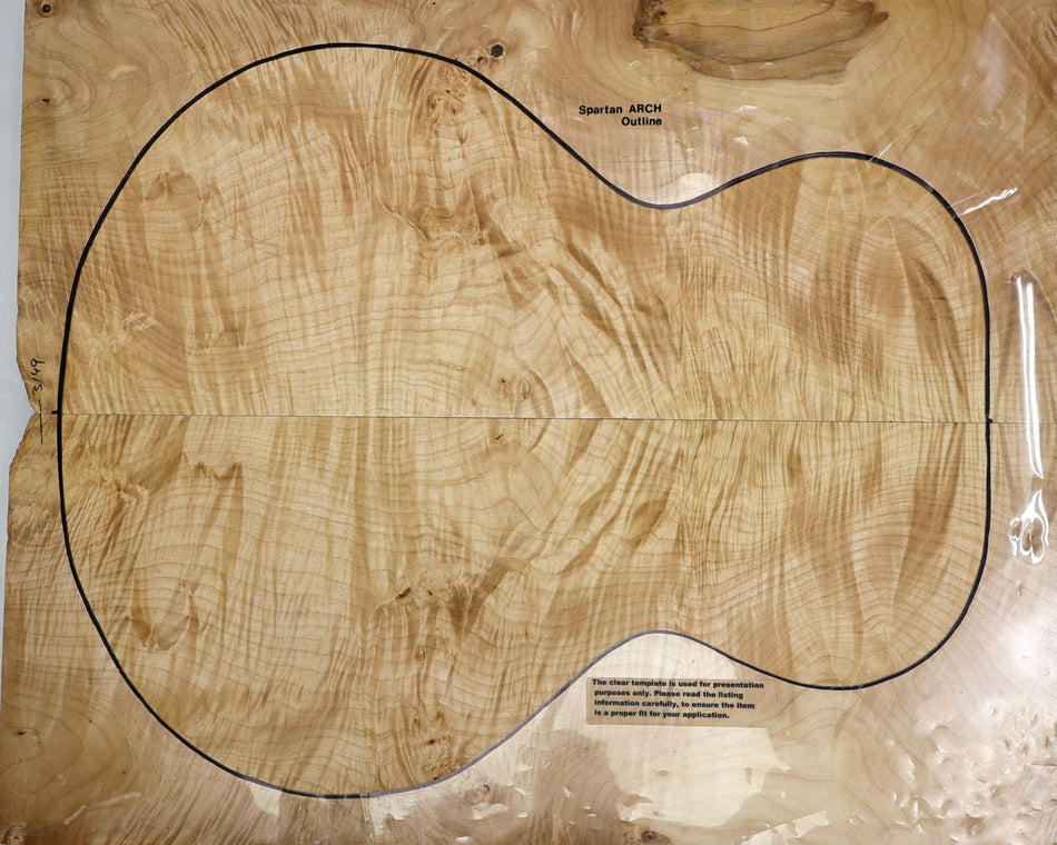Maple Flame Archtop set, 1.1" thick (Great Figure, 2nd) - Stock# 6-3149