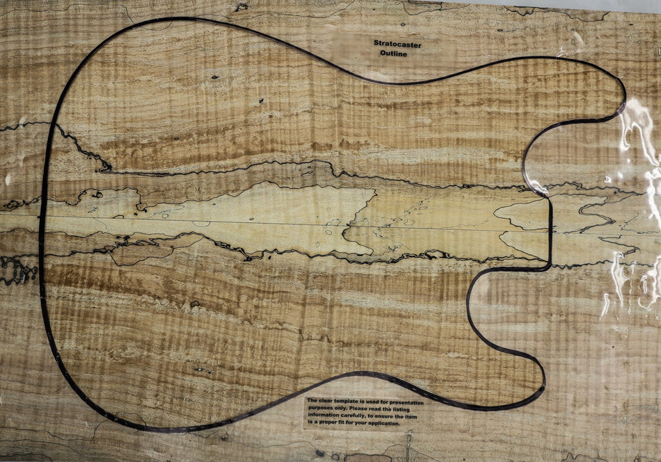 Spalted Maple Flame body blank, unglued 2pc, 2" thick (HIGH FIGURE) - Stock# 6-3236
