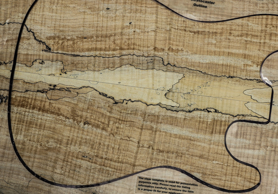 Spalted Maple Flame body blank, unglued 2pc, 2" thick (HIGH FIGURE) - Stock# 6-3236
