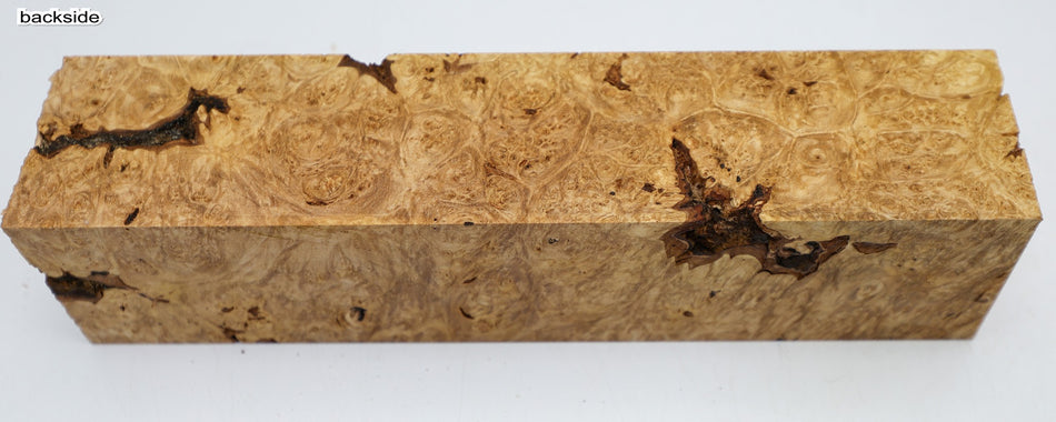 Maple Burl Spindle Square 2.7" x 12.2" long (HIGH FIGURE) - Stock# 6-3784