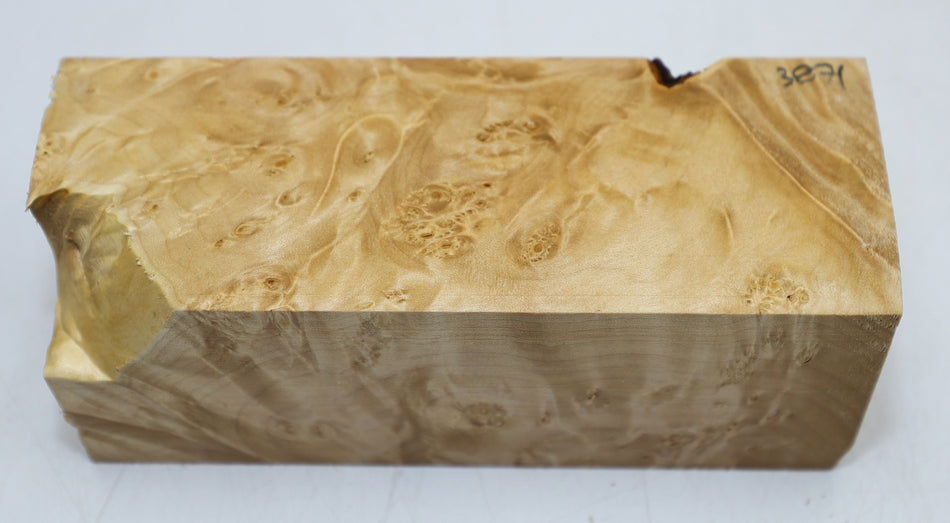 Maple Burl Spindle Square 2.7" x 7" long (GREAT FIGURE) - Stock# 6-3871