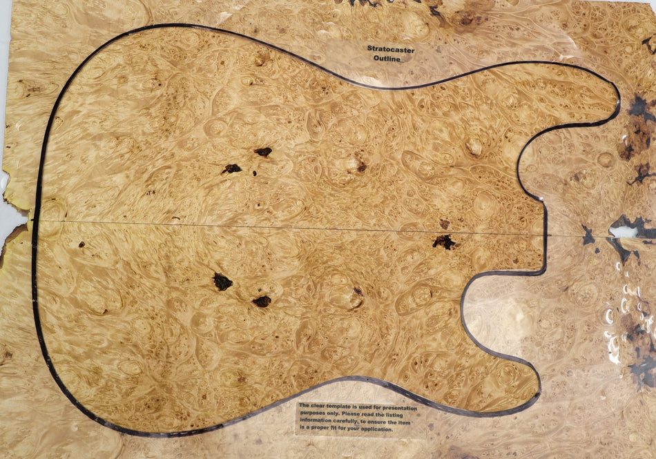 Maple Burl Guitar set, 0.22" thick (HIGH FIGURE) - Stock# 6-4021