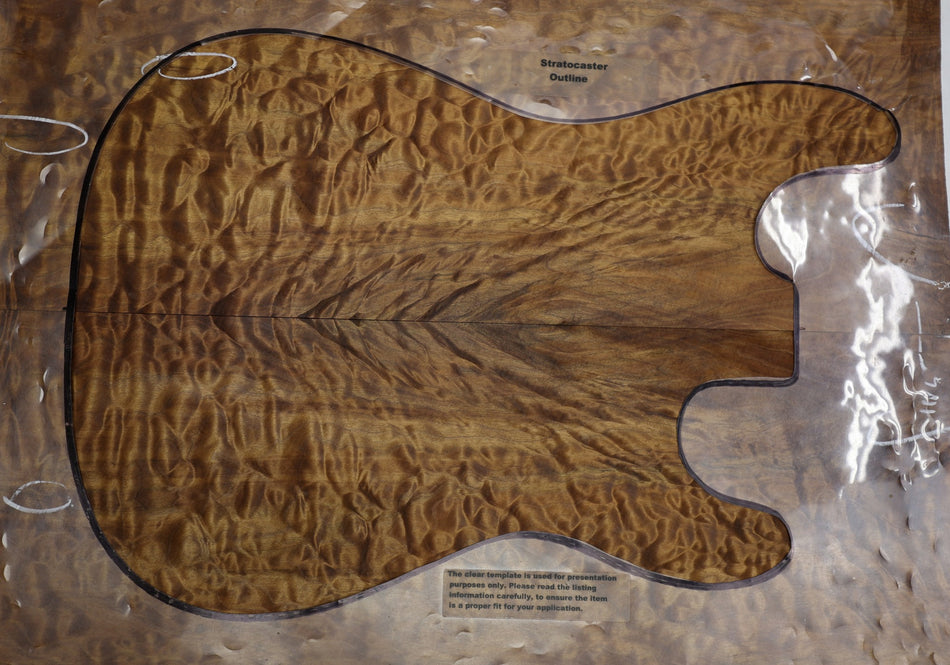 Torrefied Maple Quilt Guitar set, 0.31" thick (GREAT FIGURE, 2nd) - Stock# 6-4111