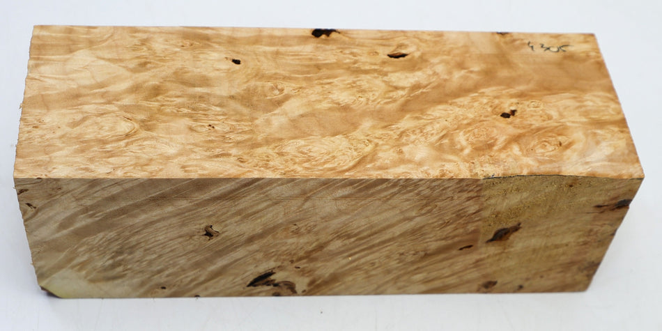Maple Burl Spindle 3.1" x 9.2" long (HIGH FIGURE) - Stock# 6-4305