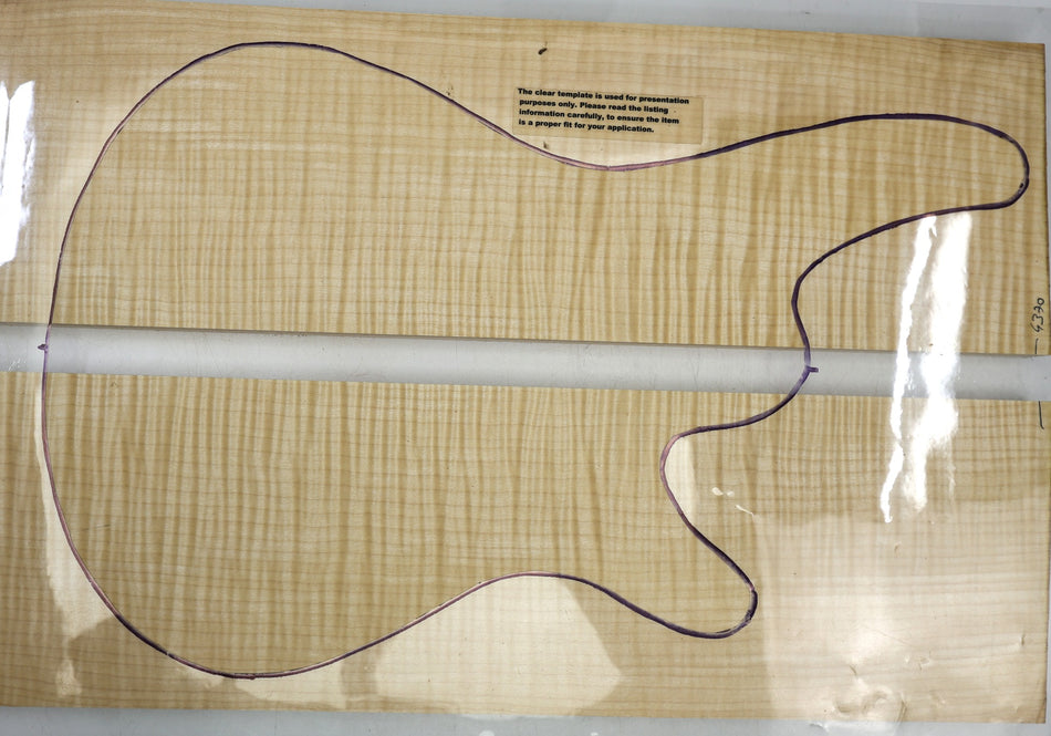 Maple Flame BassWing / Mandolin / Violin set, 1" thick (HIGH FIGURE 4★) - Stock# 6-4370
