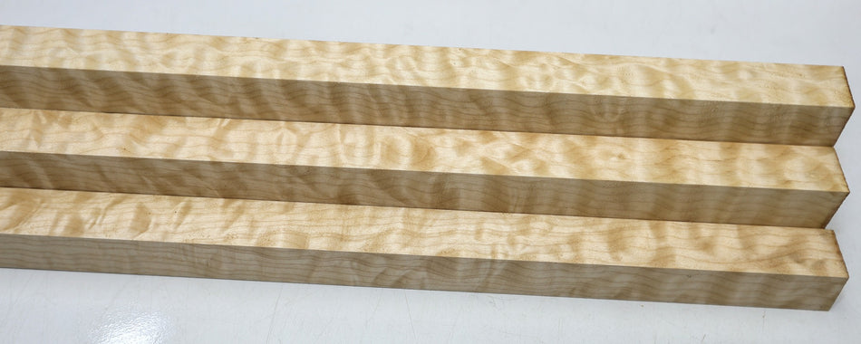 Maple Quilt Spindles, 3 pieces 1" x 1" x 22.5" (HIGH FIGURE) - Stock# 6-4416