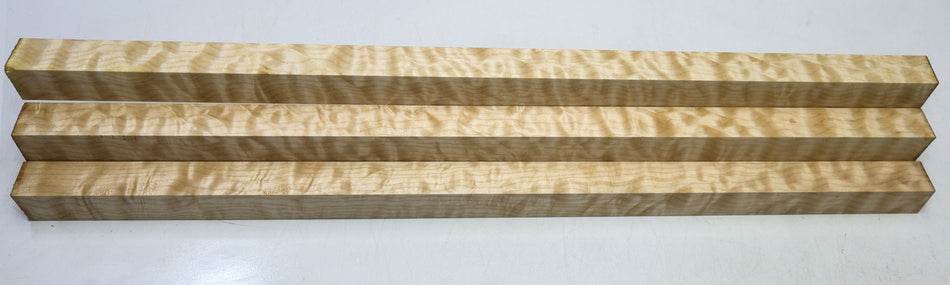 Maple Quilt Spindles, 3 pieces 1" x 1" x 22.5" (HIGH FIGURE) - Stock# 6-4416
