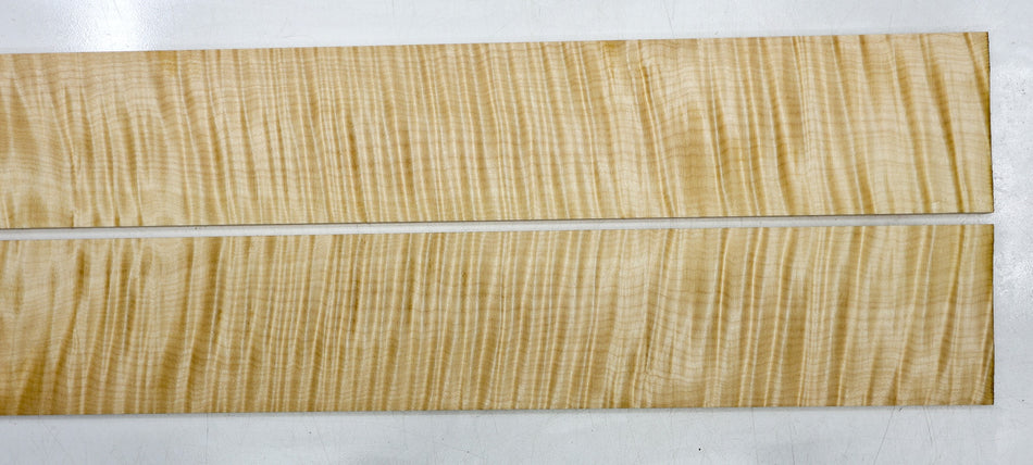 Maple Flame Fingerboards, 2 pieces, 22.75" long, unslotted (+HIGH FIGURE +4★) - Stock# 6-4487