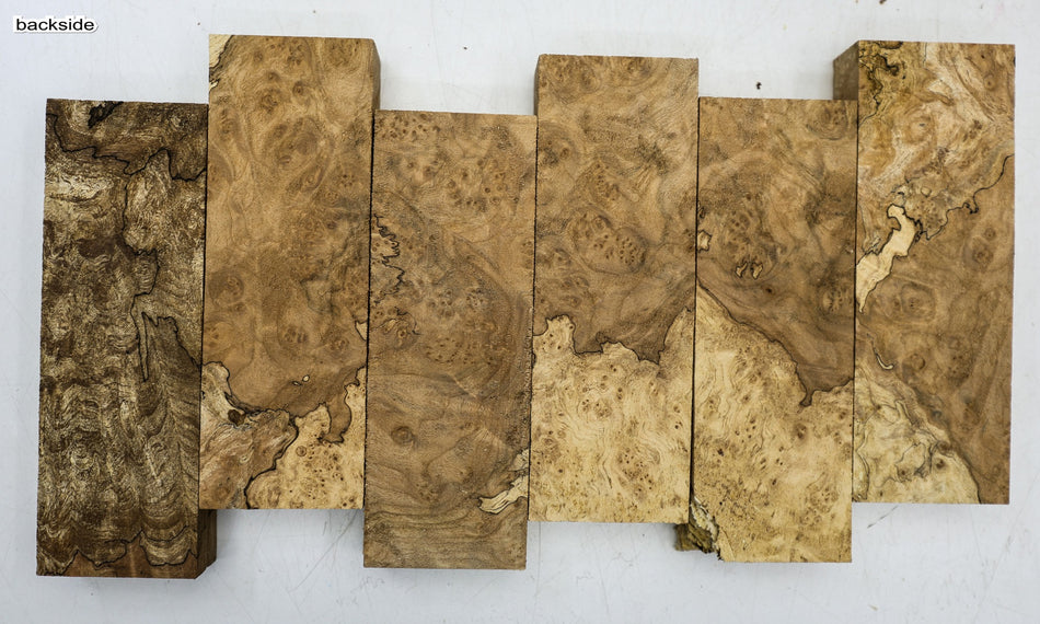Spalted Maple Burl Knife Scales,  pieces, 1" x 2" x 6" (HIGH FIGURE) - Stock# 6-4602
