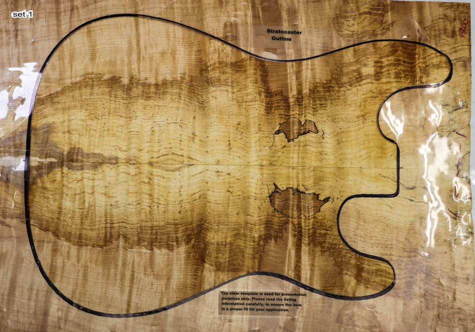 2 Matched Spalted Maple Flame Guitar sets, 0.27" thick (GREAT FIGURE) - Stock# 6-4900