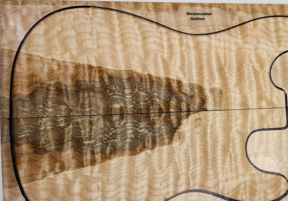 Spalted Maple Quilt Guitar set, 0.27" thick (+GREAT FIGURE) - Stock# 6-5166