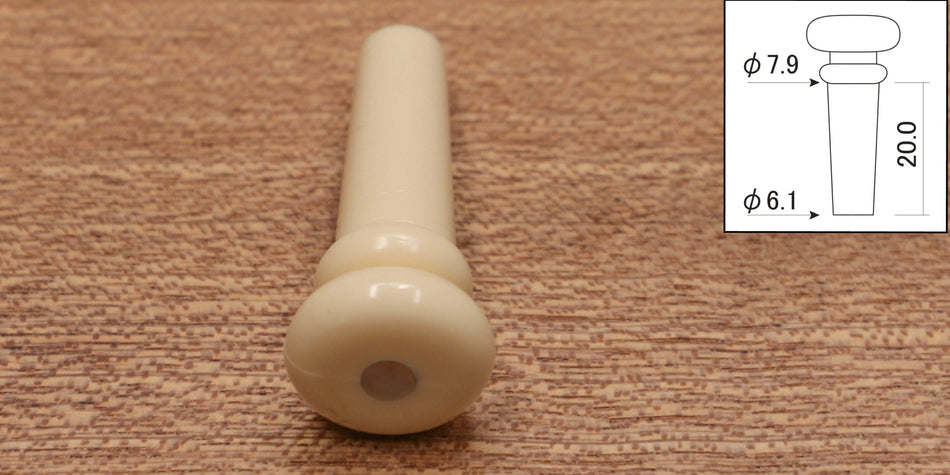 Endpin, Plastic, Cream with 3mm Abalone dot
