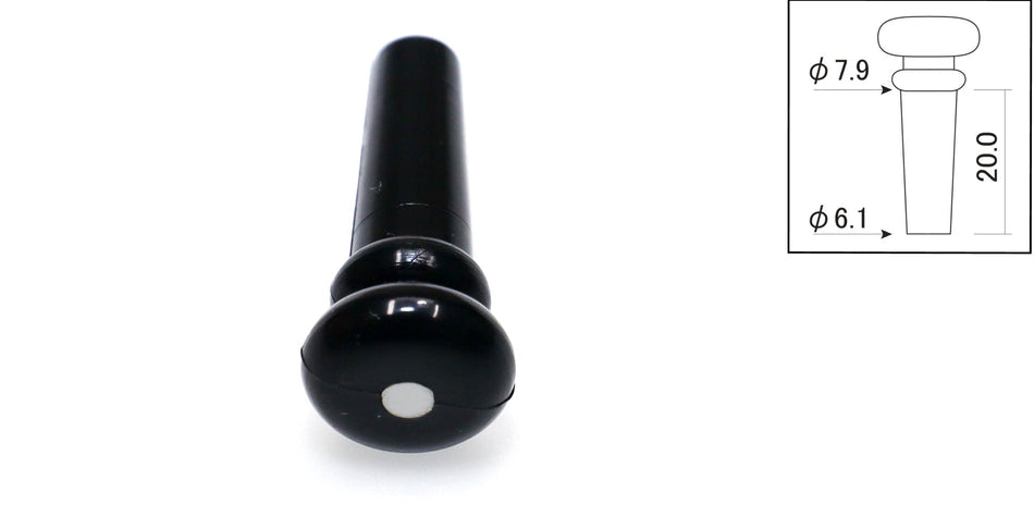 Endpin, Plastic, Black with 3mm White dot