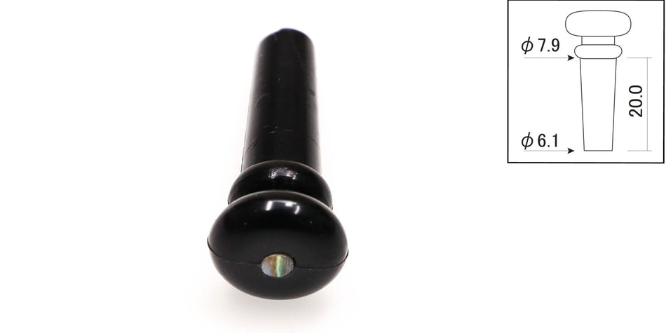 Endpin, Plastic, Black with 3mm Abalone dot