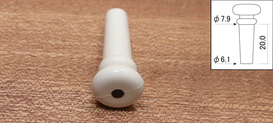 Endpin, Plastic, White with 3mm Black dot