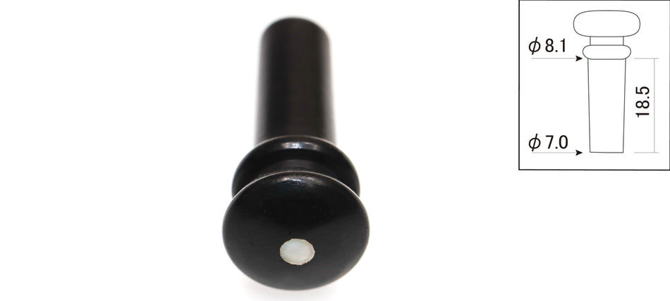 Endpin, Ebony with 3mm MoP dot