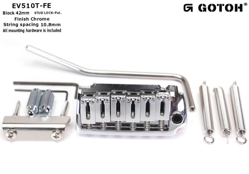 Gotoh EV510T-FE Tremolo Bridge (Steel) 2-point locking stud + anchor (choose finish)