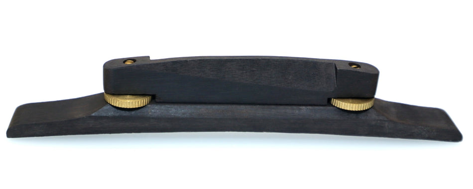 Machined Bridge for Archtop, Slanted Ebony Saddle, Gold thumbwheel