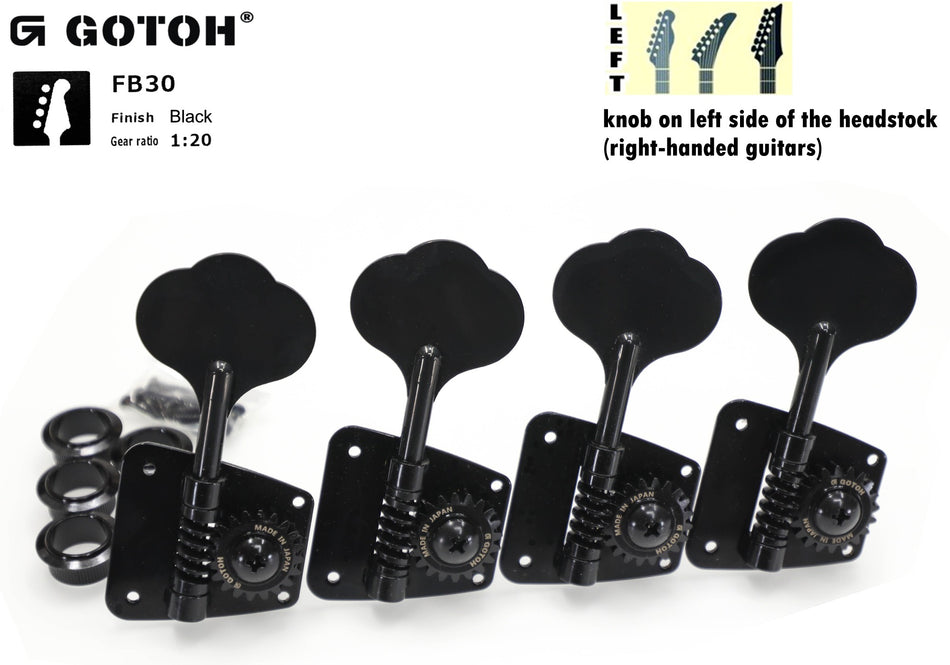 Gotoh FB30(B) Bass Tuners, 4-Left (Black)