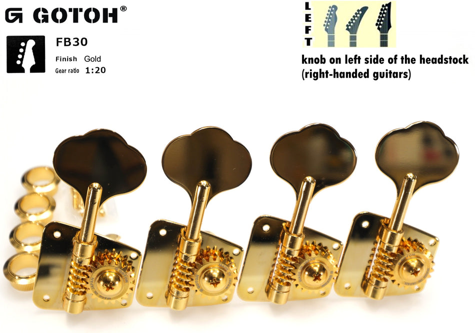 Gotoh FB30(G) Bass Tuners, 4-Left (Gold)