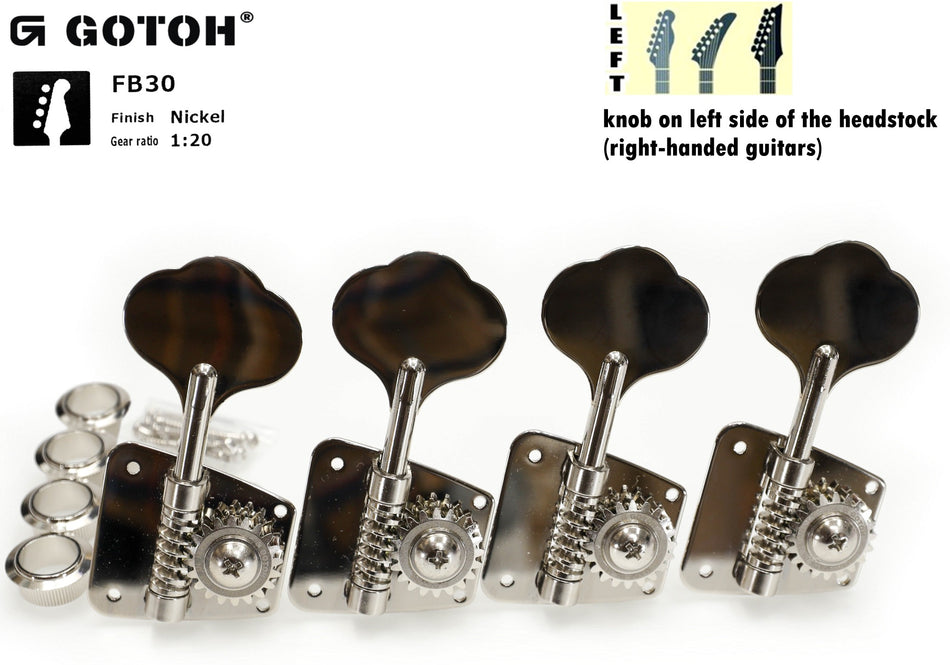 Gotoh FB30(N) Bass Tuners, 4-Left (Nickel)