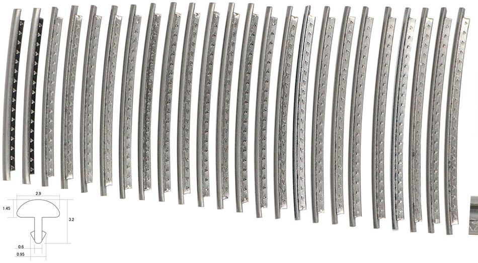 Fretwire, Jumbo Nickel Silver (1.45x2.9mm, 0.6 tang), pre-cut 24 pack