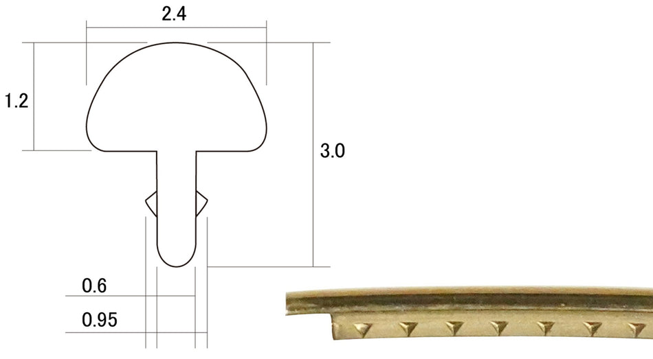 Fretwire, Medium Gold Phosphor Bronze (1.2x2.4mm, 0.6 tang), pre-cut 24 pack