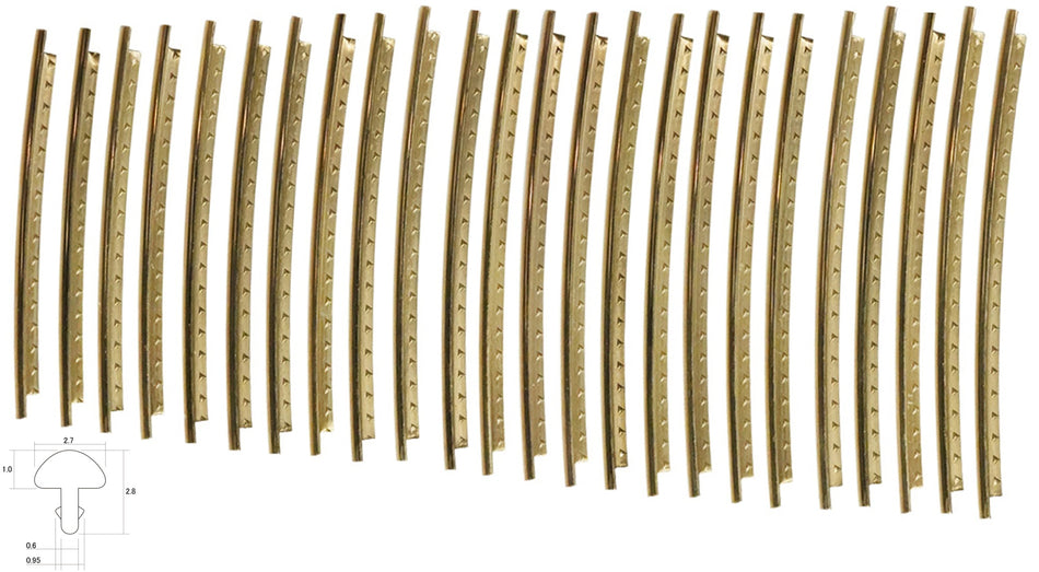 Fretwire, Medium Gold Phosphor Bronze (1.0x2.7mm, 0.6 tang), pre-cut 24 pack