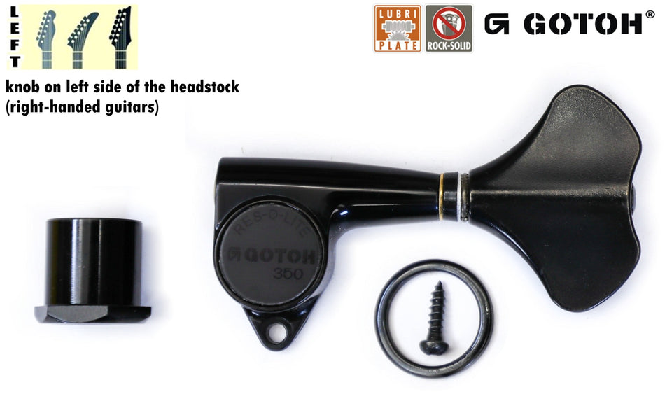 Gotoh GB350(B) Res-o-Lite Compact Bass Tuner, 1 Left (Black)