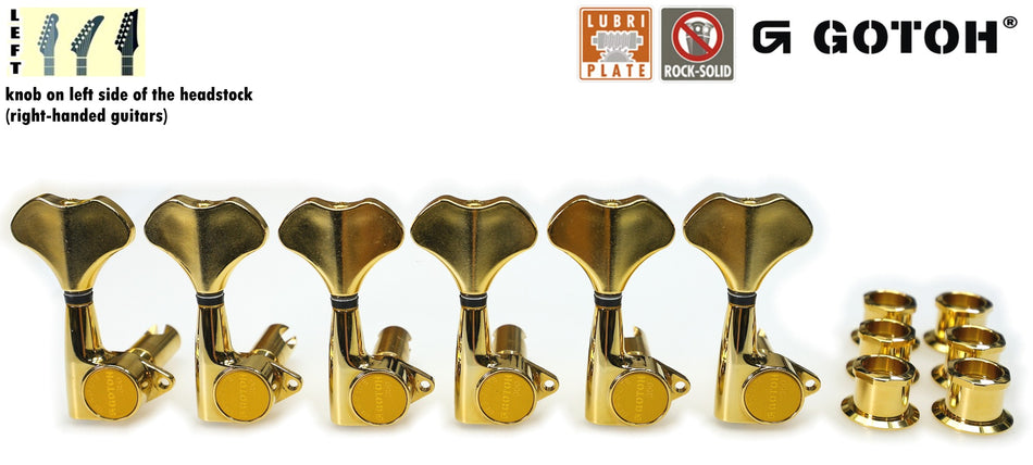 Gotoh GB350(G) Res-o-Lite Compact Bass Tuners, 6-Left (Gold)