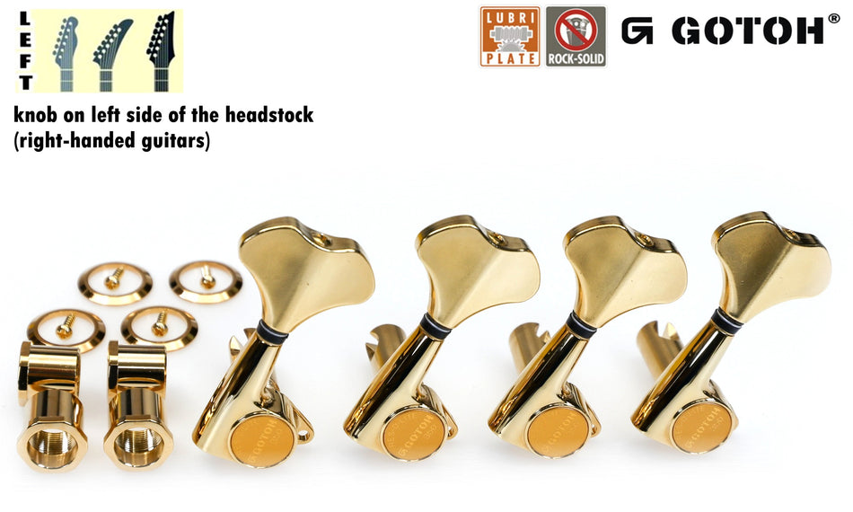 Gotoh GB350(G) Res-o-Lite Compact Bass Tuners, 4-Left (Gold)
