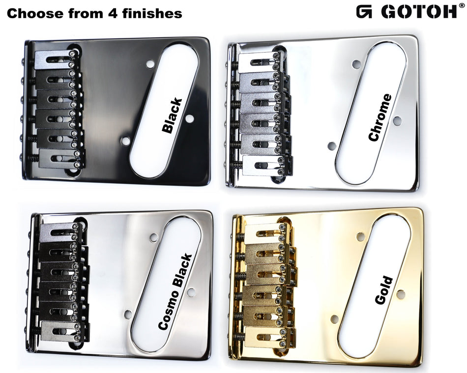 Gotoh GTC202 Bridge (Steel) for Modern Single-Coil Pickup Tele-style guitars (choose finish)