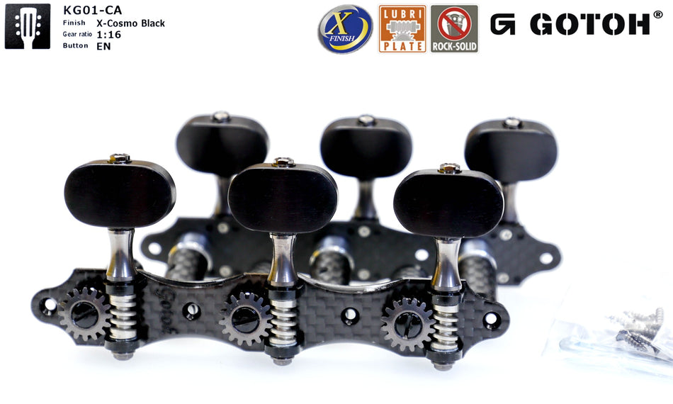 Gotoh KG01-CA(xCK)EN Tuners with X-Finish & 10mm Carbon Rollers for Acoustic Guitars (xCosmo Black)