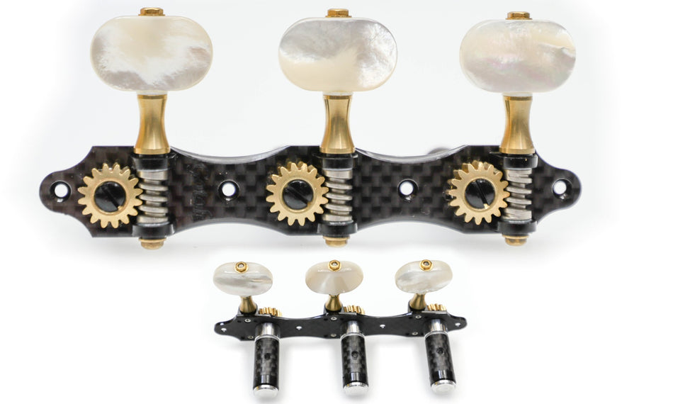 Gotoh KG01-CA(xG)M Tuners with X-Finish, 10mm Carbon Rollers and Mother or Pearl Knobs (xGold)