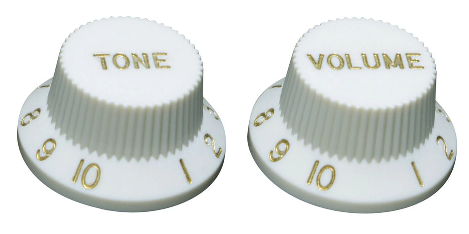 Knob for Fender-type Strat Guitars, CTS (Volume or Tone) Parchment White with Gold Numbers