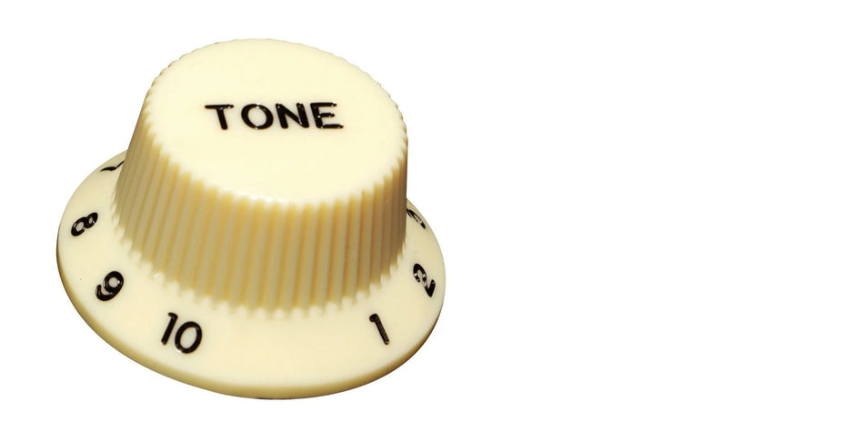 Knob for Fender-type Strat Guitars, Alpha (Volume or Tone) Cream with Black Numbers