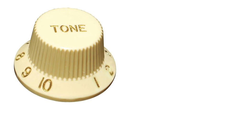 Knob for Fender-type Strat Guitars, CTS (Volume or Tone) Cream with Gold Numbers