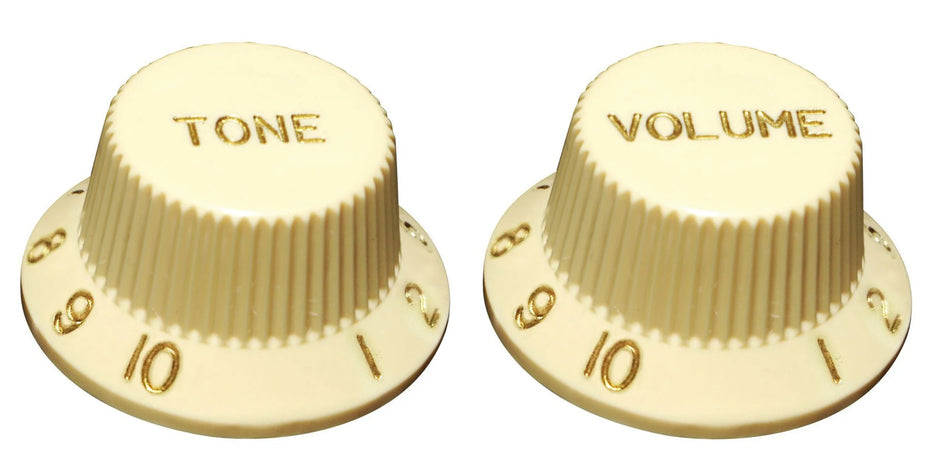 Knob for Fender-type Strat Guitars, CTS (Volume or Tone) Cream with Gold Numbers