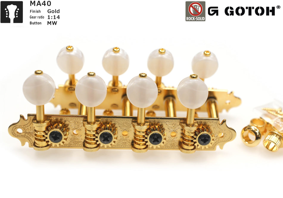 Gotoh MA40(G)MW Tuners with Metal Rollers for A-style Mandolins (Gold)