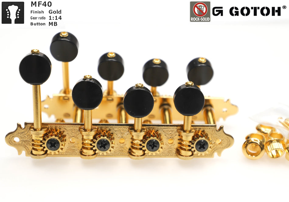 Gotoh MF40(G)MB Tuners with Metal Rollers for F-style Mandolins (Gold)