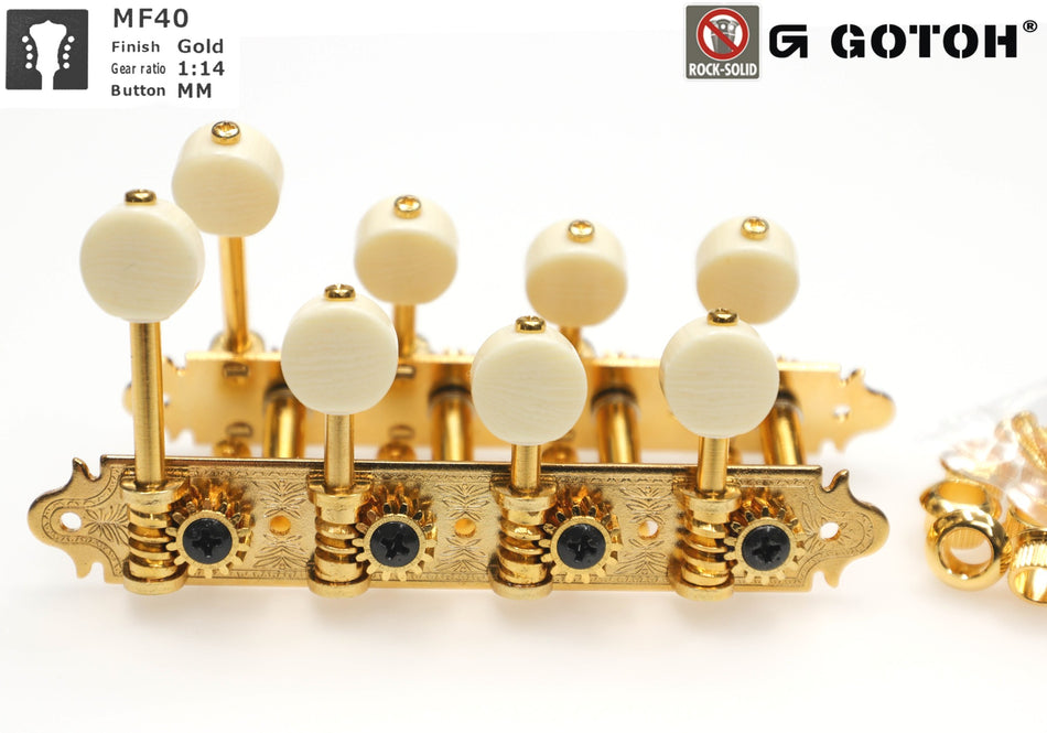 Gotoh MF40(G)MM Tuners with Metal Rollers for F-style Mandolins (Gold)