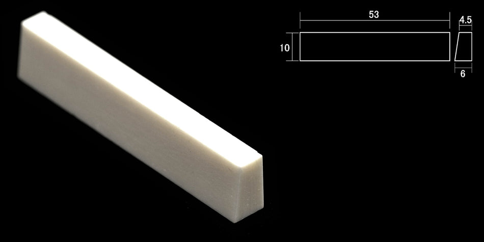 Bleached Bone Nut blank 53 * 10 * 4.5-6.0mm, Trapezoid for Acoustic Guitars