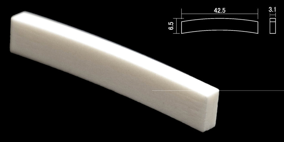 Shaped Nut, Bleached Bone 42.5 * 6.5 * 3.1mm, 305R for Fender style Guitars