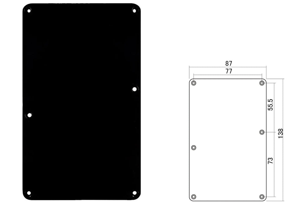 Backplate Cover For Strat Guitars, Black (no string holes)