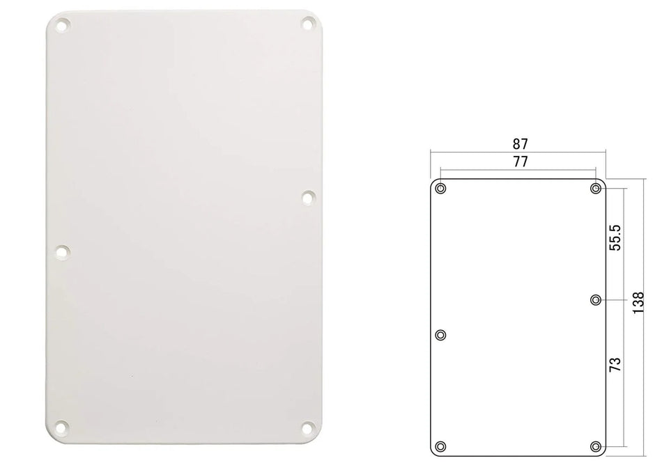 Backplate Cover For Strat Guitars, White (no string holes)