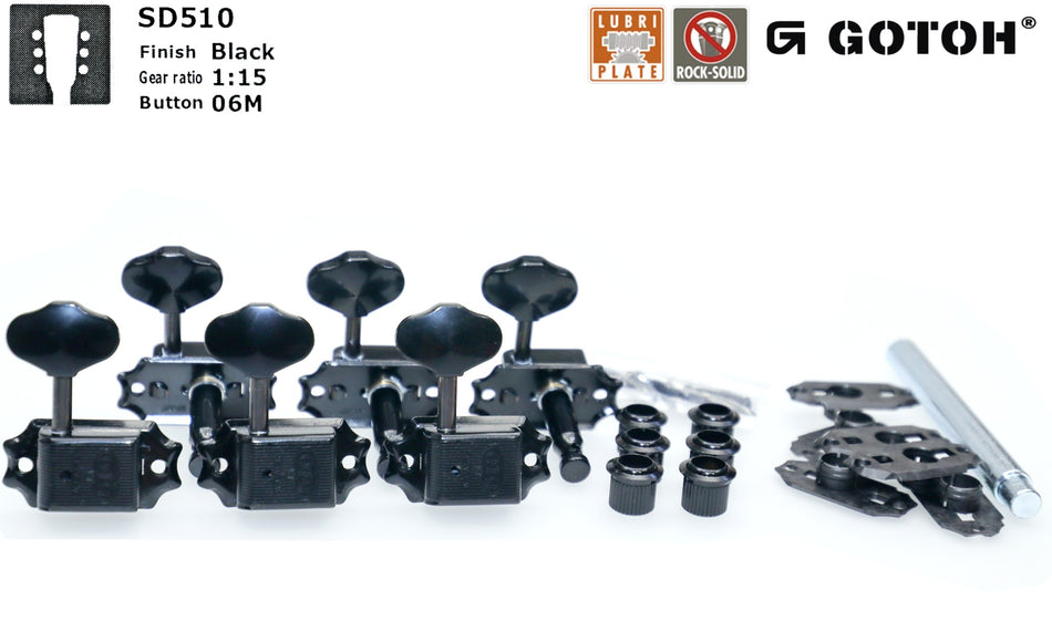 Gotoh SD510(B)06M Tuners with Standard Post + C-A-R-D, 3L+3R (Black)